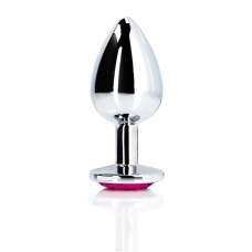 Анальна пробка - Ouch! Metal Butt Plug Large Silver/Rubellite Pink