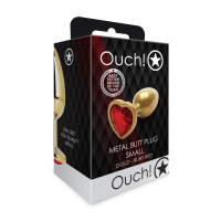Анальна пробка - Ouch! Metal Butt Plug Small Gold/Ruby Red