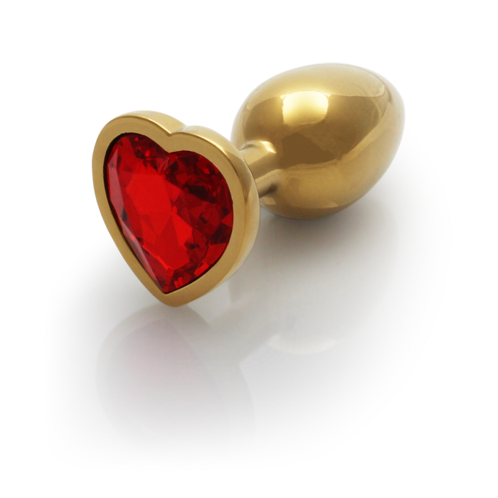 Анальна пробка - Ouch! Metal Butt Plug Small Gold/Ruby Red