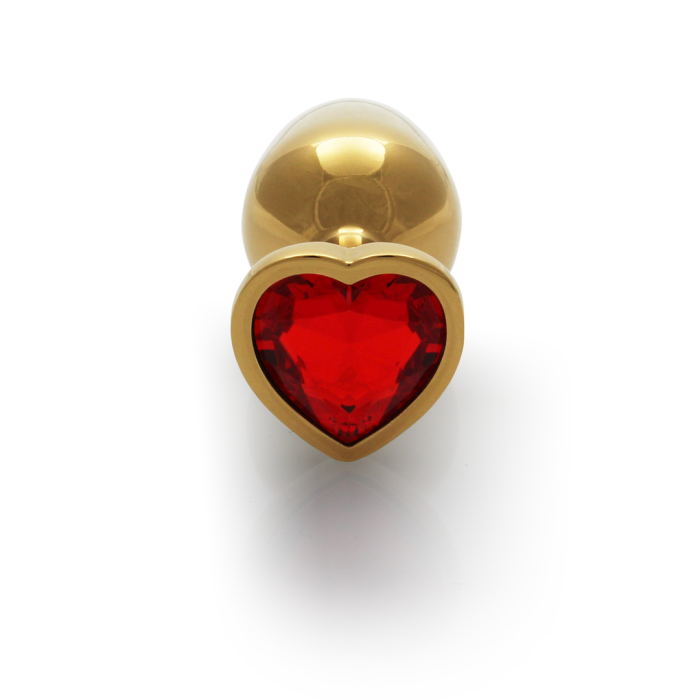 Анальна пробка - Ouch! Metal Butt Plug Small Gold/Ruby Red