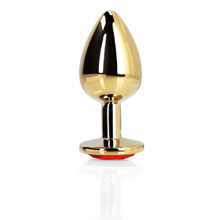 Анальна пробка - Ouch! Metal Butt Plug Small Gold/Ruby Red