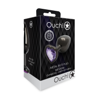 Анальна пробка - Ouch! Metal Butt Plug Medium Gunmetal/Amethyst Purple