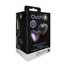 Анальна пробка - Ouch! Metal Butt Plug Medium Gunmetal/Amethyst Purple