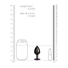 Анальна пробка - Ouch! Metal Butt Plug Medium Gunmetal/Amethyst Purple