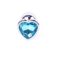 Анальна пробка - Jewellery Silver Heart Plug Light Blue
