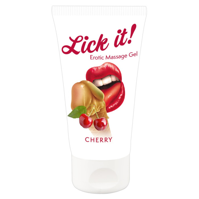 2в1 лубрикант та масажна олія - Lick It! Cherry, 50 мл