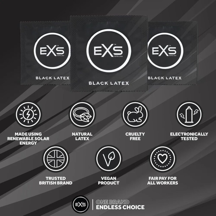 Презерватив - EXS Black Latex Condom, 1 шт.