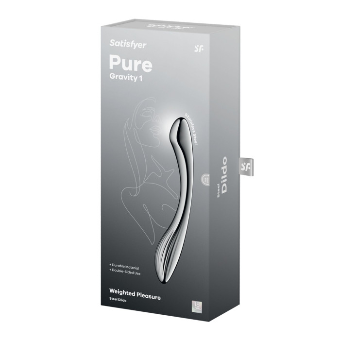Металевий дилдо Satisfyer Pure Gravity 1, двосторонній, можна нагрівати й охолоджувати, 939 г