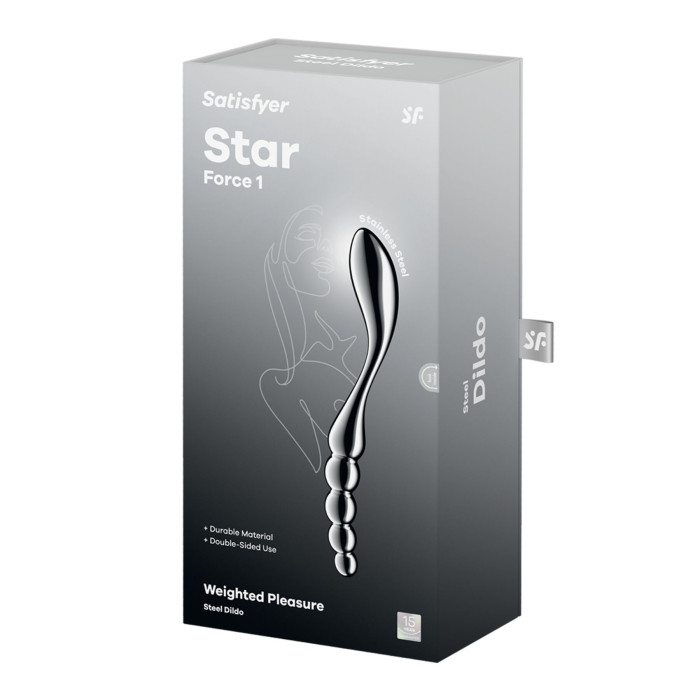 Металевий дилдо Satisfyer Star Force 1, двосторонній, можна нагрівати та охолоджувати