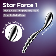 Металевий дилдо Satisfyer Star Force 1, двосторонній, можна нагрівати та охолоджувати