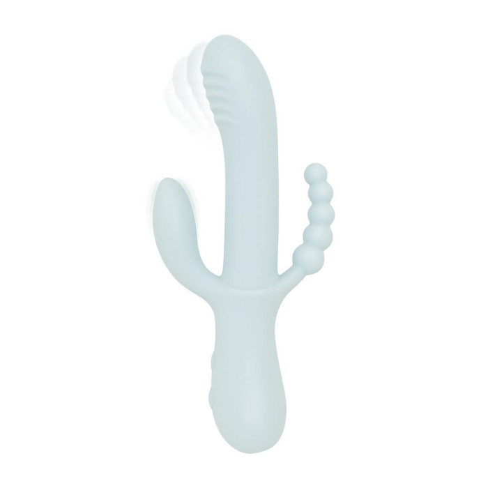Потрійний вібратор Good Vibes Only – SAGE Triple Stimulation Vibe Soft Silicone – Blue, манливий рух