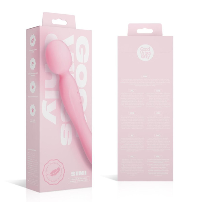 Двосторонній масажер-вібратор Good Vibes Only – SIMI Double-Sided Wand Vibrator Soft Silicone – Pink