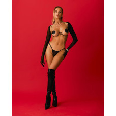 Прикраса на тіло Obsessive Lustique Black harness bra S/M/L
