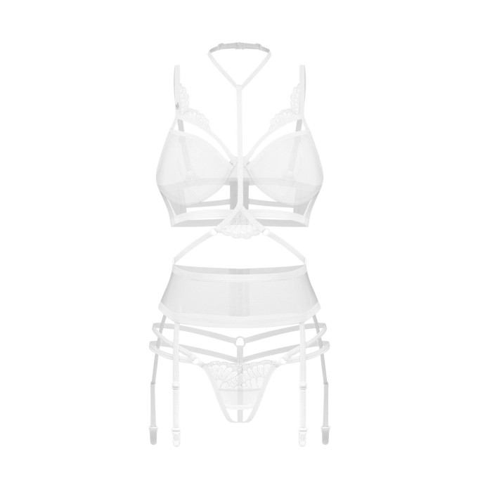 Комплект Obsessive Premisis White 3-pcs crotchless set L/XL