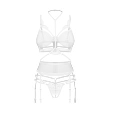 Комплект Obsessive Premisis White 3-pcs crotchless set 2XL/3X