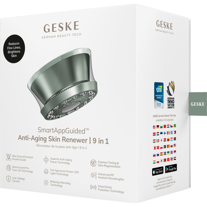 Антивіковий LED-випромінювач для відновлення шкіри обличчя GESKE Anti-Aging Skin Renewer 9в1 green