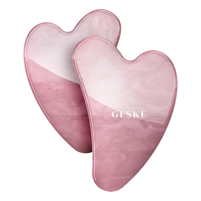 Масажер-скребок гуаша із рожевого кварцу GESKE SmartAppGuided Rose Quartz Gua Sha 5в1