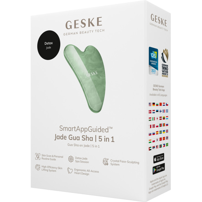 Нефритовий масажер-скребок гуаша GESKE SmartAppGuided Jade Gua Sha 5в1