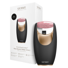 Ролер-масажер для обличчя з рожевим кварцом GESKE SmartAppGuided Rose Quartz Roller 5in1 gray