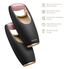 Ролер-масажер для обличчя з рожевим кварцом GESKE SmartAppGuided Rose Quartz Roller 5in1 gray