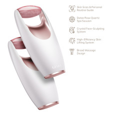 Ролер-масажер для обличчя з рожевим кварцом GESKE SmartAppGuided Rose Quartz Roller 5in1 starlight