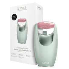 Ролер-масажер для обличчя з рожевим кварцом GESKE SmartAppGuided Rose Quartz Roller 5in1 green