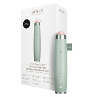 Ручка-масажер для обличчя з рожевим кварцом GESKE SmartAppGuided Sonic Rose Quartz LED Depuffing Pen 8in1 green