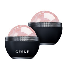 Кульковий масажер з рожевим кварцом GESKE SmartAppGuided Rose Quartz Depuffing Sphere 7in1 black