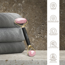 Ролер-масажер для обличчя та тіла з рожевим кварцом GESKE SmartAppGuided Rose Quartz Face & Body Roller 5in1 gray