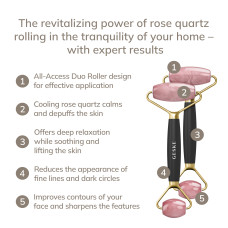 Ролер-масажер для обличчя та тіла з рожевим кварцом GESKE SmartAppGuided Rose Quartz Face & Body Roller 5in1 gray