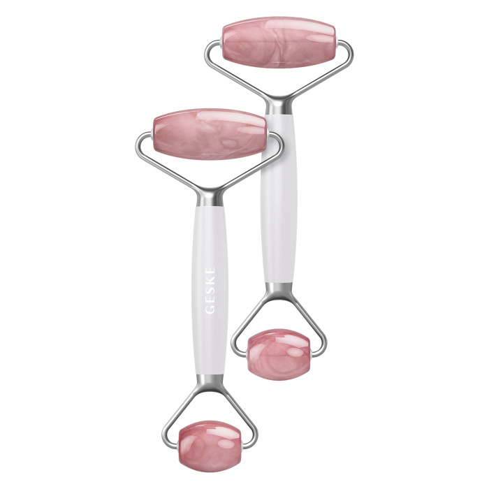 Ролер-масажер для обличчя та тіла з рожевим кварцом GESKE SmartAppGuided Rose Quartz Face & Body Roller 5in1 starlight