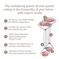 Ролер-масажер для обличчя та тіла з рожевим кварцом GESKE SmartAppGuided Rose Quartz Face & Body Roller 5in1 starlight