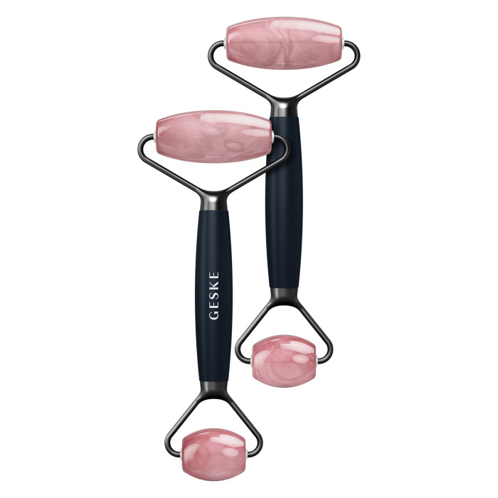 Ролер-масажер для обличчя та тіла з рожевим кварцом GESKE SmartAppGuided Rose Quartz Face & Body Roller 5in1 black