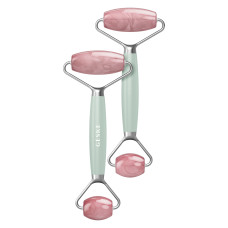 Ролер-масажер для обличчя та тіла з рожевим кварцом GESKE SmartAppGuided Rose Quartz Face & Body Roller 5in1 green