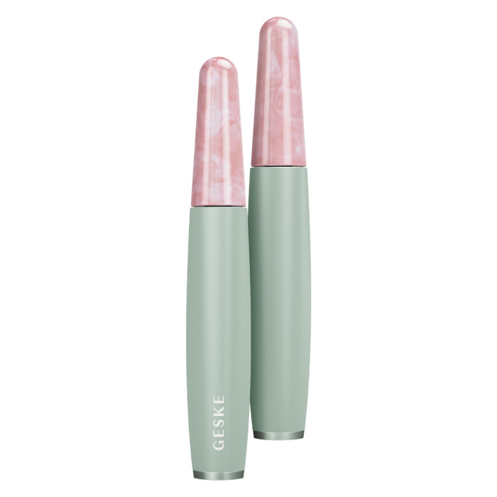 Ручка-масажер для обличчя з рожевим кварцом GESKE SmartAppGuided Rose Quartz & Depuffing Pen 6in1 green