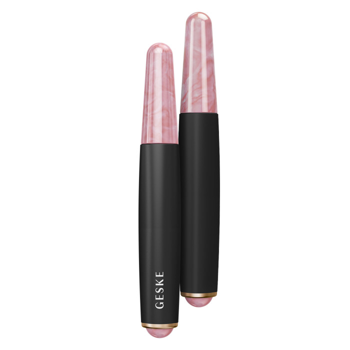 Ручка-масажер для обличчя з рожевим кварцом GESKE SmartAppGuided Double-Sided Rose Quartz Depuffing Pen 7в1 gray