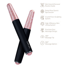 Ручка-масажер для обличчя з рожевим кварцом GESKE SmartAppGuided Double-Sided Rose Quartz Depuffing Pen 7в1 black