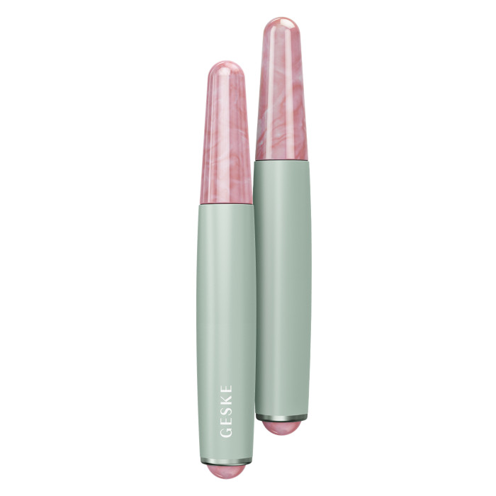 Ручка-масажер для обличчя з рожевим кварцом GESKE SmartAppGuided Double-Sided Rose Quartz Depuffing Pen 7в1 green