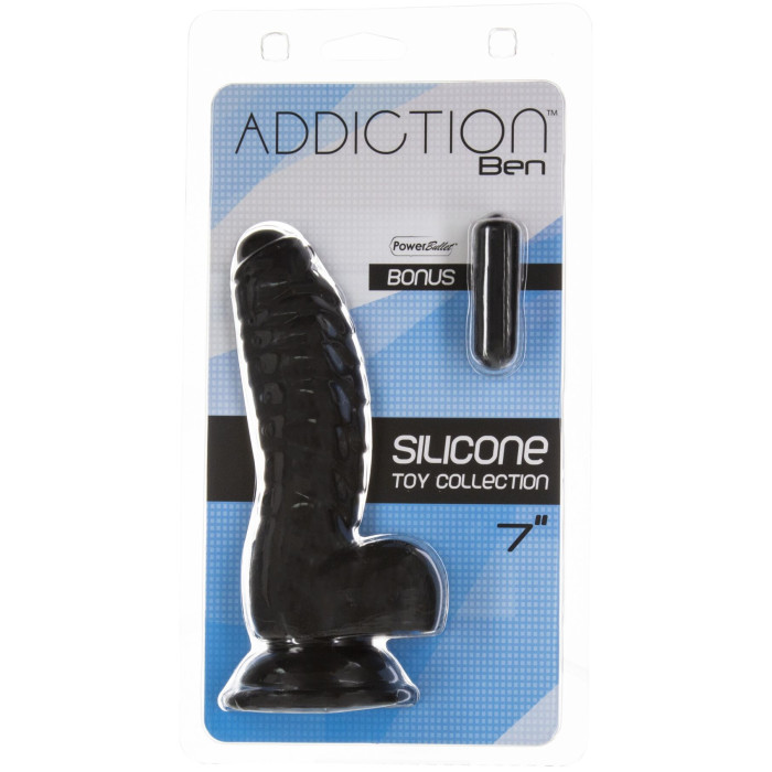 Фалоімітатор ADDICTION Ben 7" Dildo With Balls Black, віброкуля в подарунок
