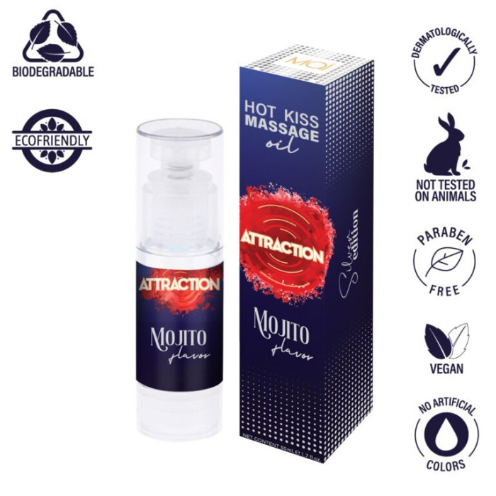 Розпродаж!!! Їстівна масажна олія MAI Attraction Mojito Hot Kiss 50 мл (термін 09.2026)