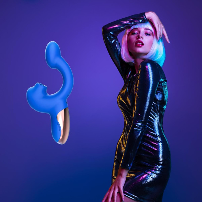 Смарт-вібратор Magic Motion Ponder Blue, подвійна стимуляція, віброяйце+язичок для клітора