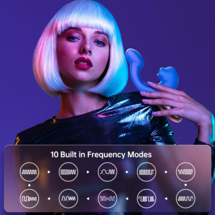 Смарт-вібратор Magic Motion Ponder Blue, подвійна стимуляція, віброяйце+язичок для клітора