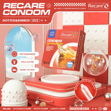 Презервативи Recare Cola Dotted&Ribbed Condoms 3 шт, з пухирцями та ребрами, аромат: Кола