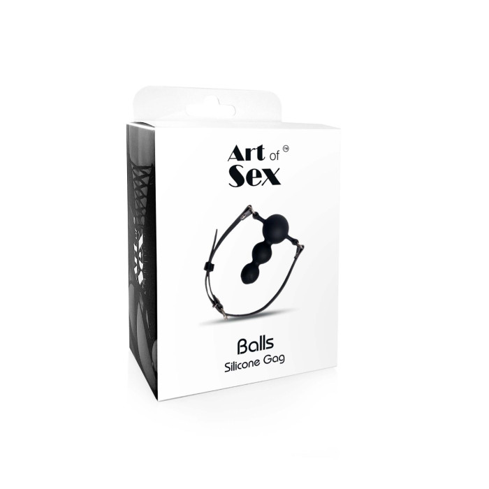 Кляп силіконовий Art of Sex - Balls, екошкіра, чорний
