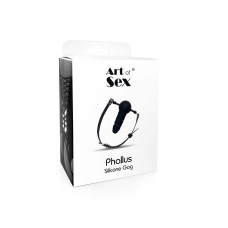 Кляп силіконовий з фалоімітатором Art of Sex - Phallus, натуральна шкіра, чорний