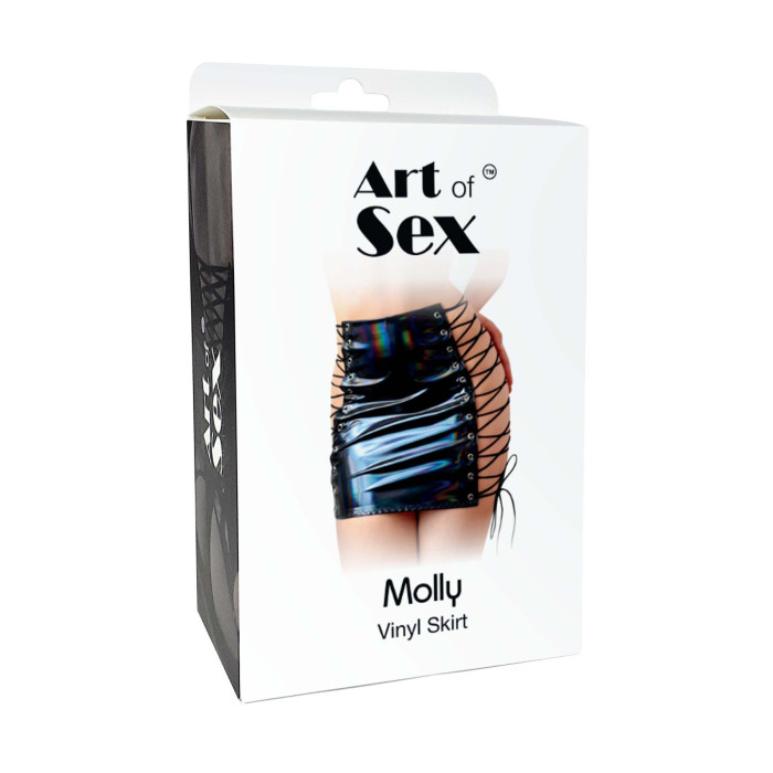 Спідниця на шнурівці Art of Sex - Molly, колір чорний з ефектом мокрого оксамиту, L-2XL
