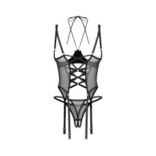 Корсет Obsessive Dominna cupless corset & crotchless thong L/XL