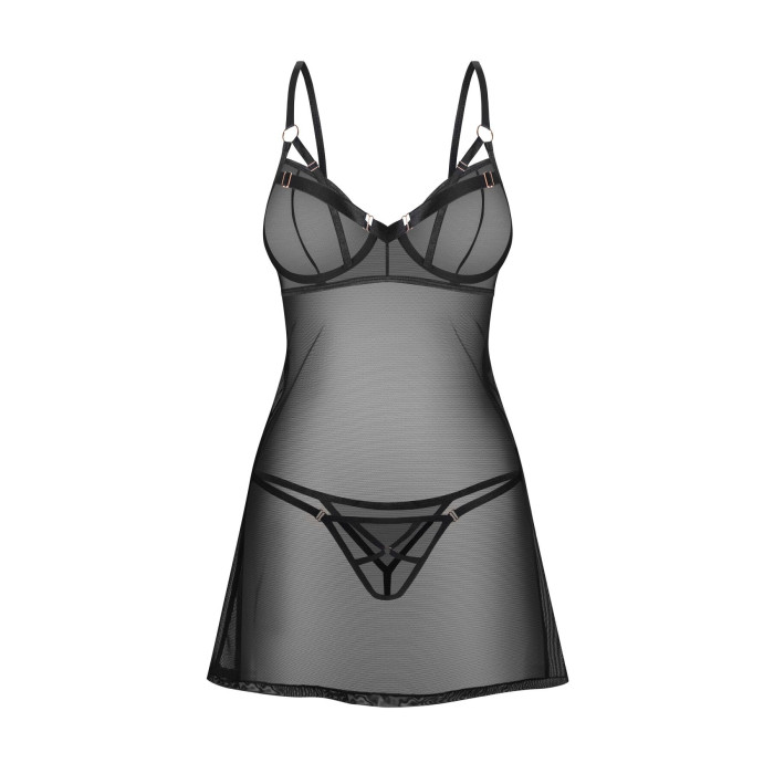Сорочка Obsessive Euridia chemise & tanga XL/2XL
