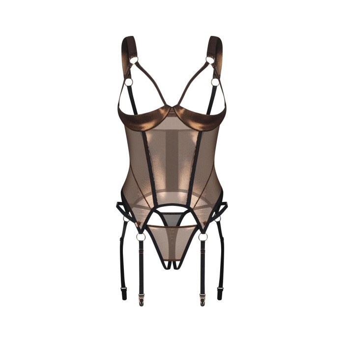 Корсет Obsessive Soranna cupless corset & crotchless thong S/M