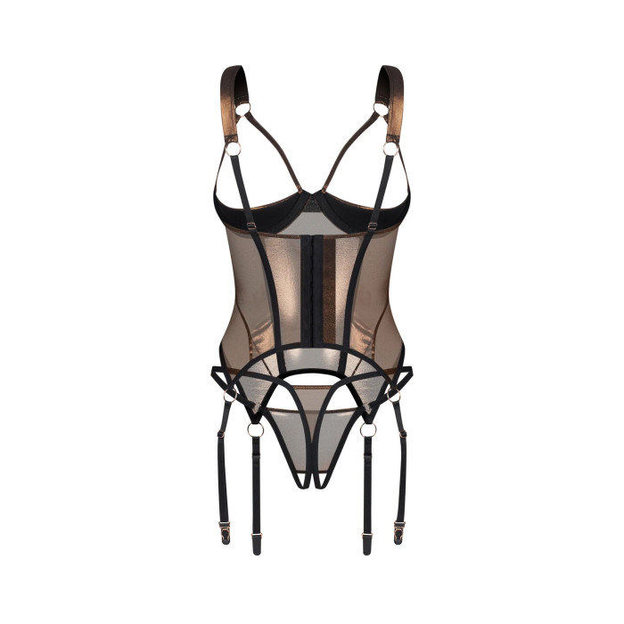 Корсет Obsessive Soranna cupless corset & crotchless thong S/M